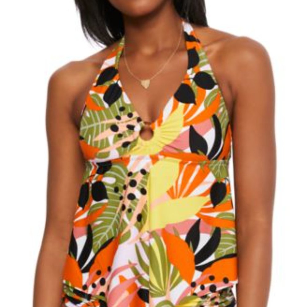 NWT Bar III Tropical-Print Tankini Top Tropical Multicolor SIZE MEDIUM